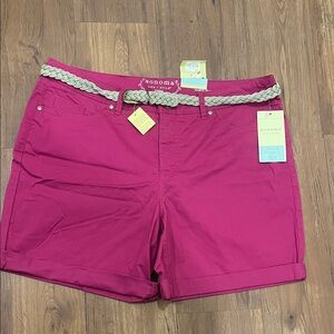 Sonoma Hot Pink Women's Chino Shorts with Braided Belt
